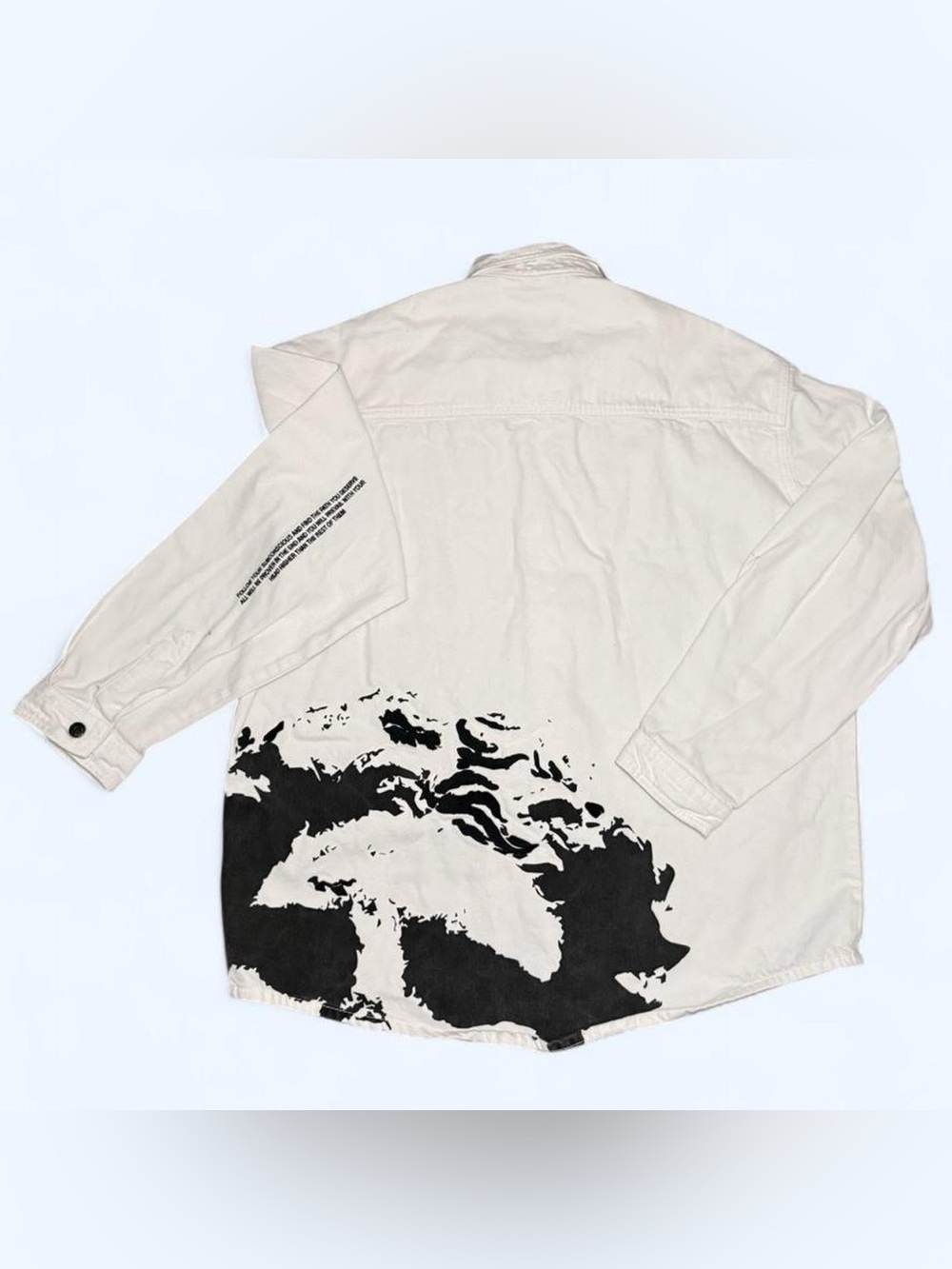 Zara Long-Sleeve Button-Down Shirt with Black Graphic